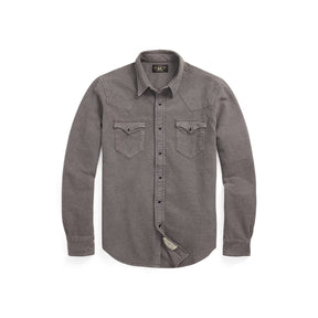 RRL Long-Sleeve Chamois Cloth Western Shirt Heather Gray FINAL SALE