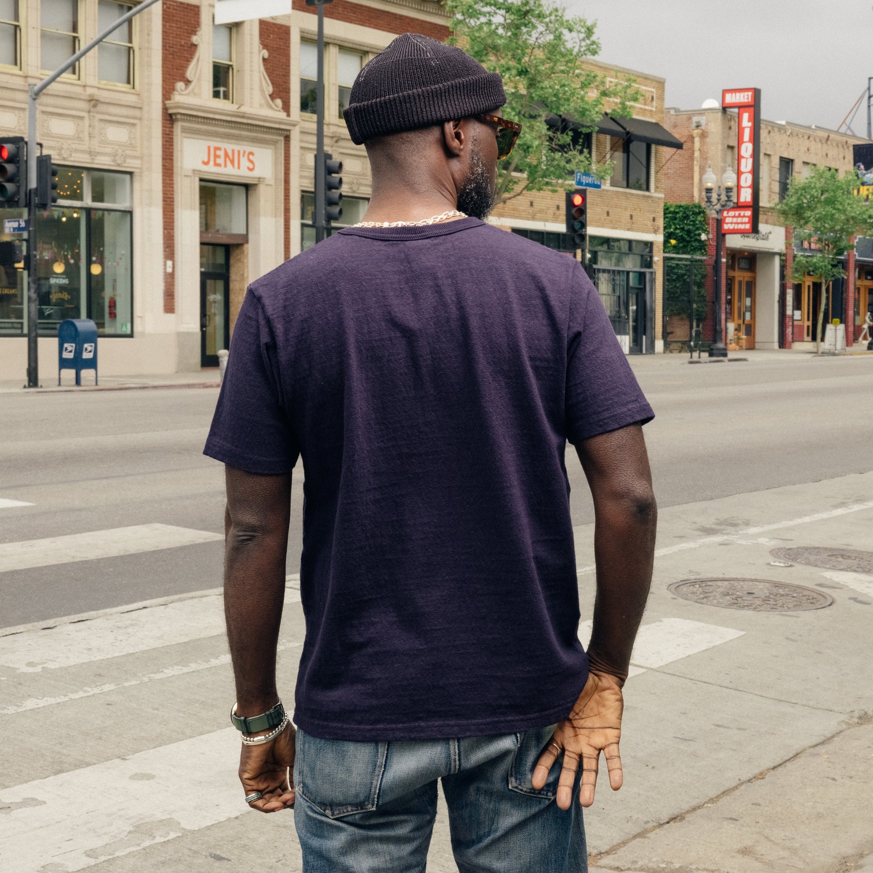 UES No. 8 Slub Nep Short Sleeve T-Shirt Navy FINAL SALE
