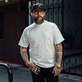 All-Time High Single Stitch Pocket Tee Washed White