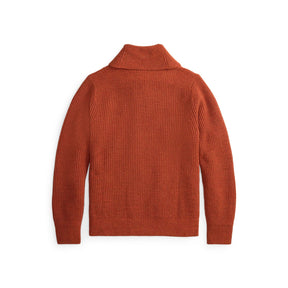 RRL Wool-Cotton Shawl-Collar Cardigan Orange Heather