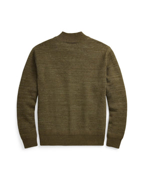 RRL Cotton-Wool Full-Zip Sweater Olive Heather