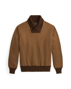RRL Garment-Dyed Fleece Shawl Sweatshirt Tan
