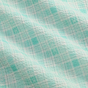 RRL Slim Fit Seersucker Western Shirt Turquoise Multi