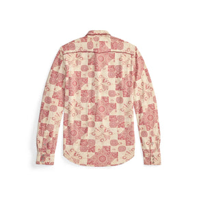 RRL Slim Fit Jersey Western Shirt Red/ Multi