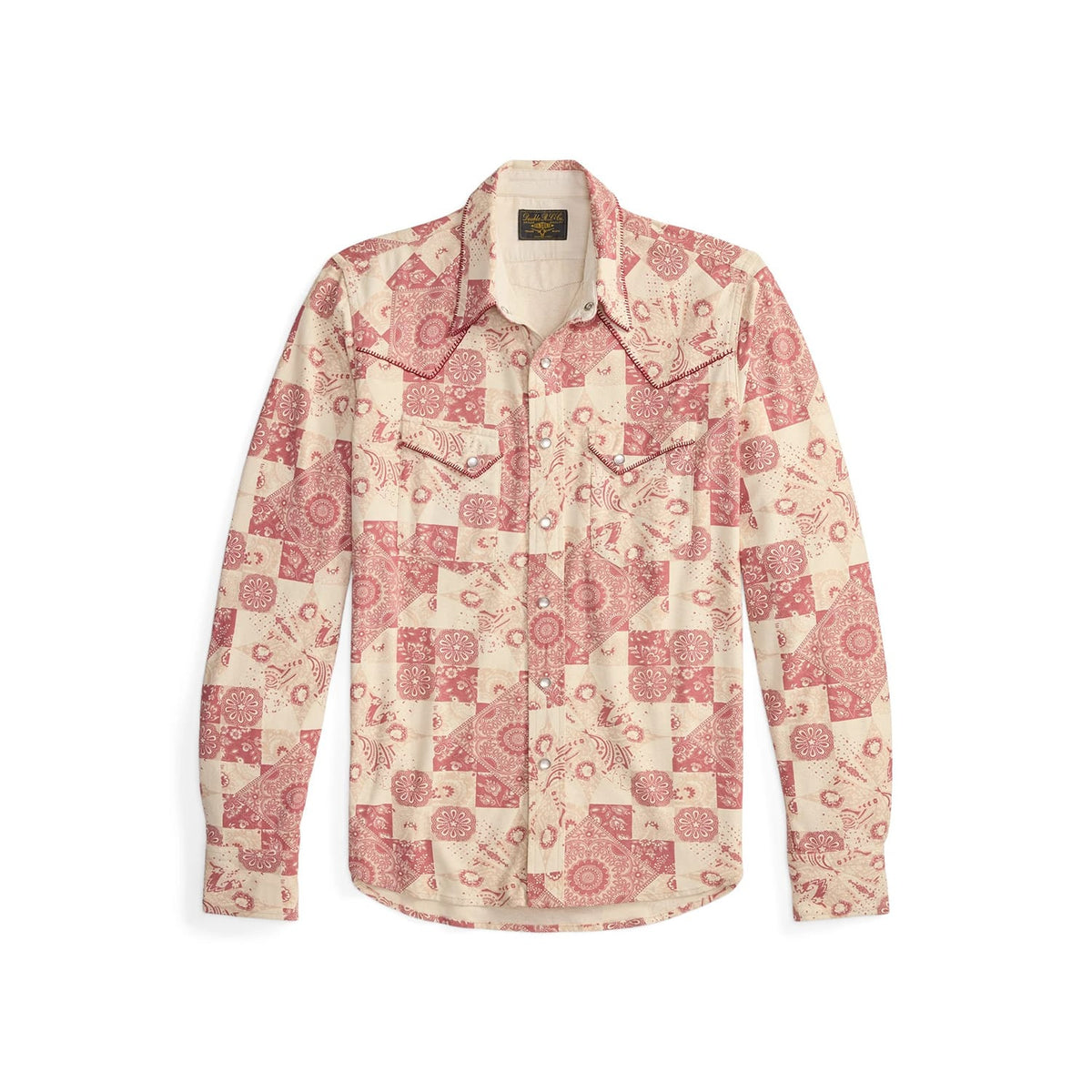 RRL Slim Fit Jersey Western Shirt Red/ Multi