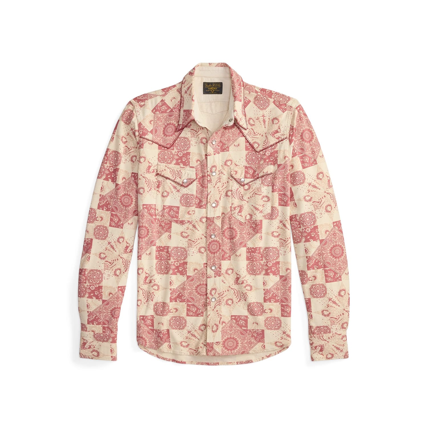 RRL Slim Fit Jersey Western Shirt Red/ Multi