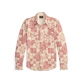 RRL Slim Fit Jersey Western Shirt Red/ Multi
