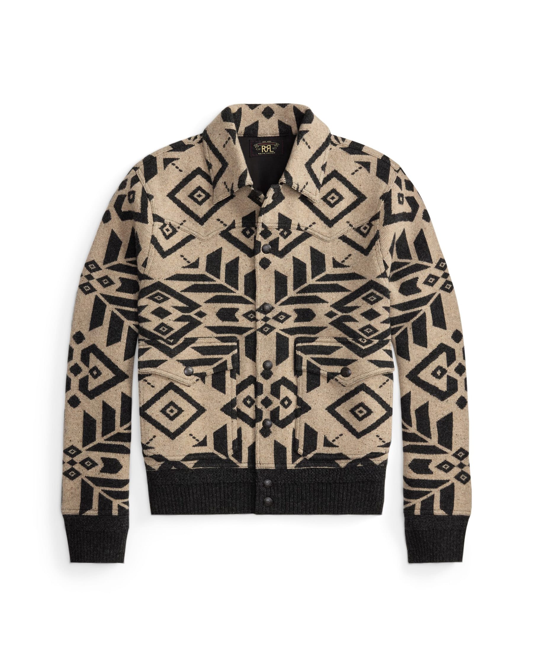 RRL Wool Western Sweater Jacket Black/ Cream