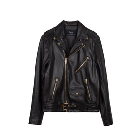 Lær Brand Classic Moto Jacket Black w/ Gold Hardware