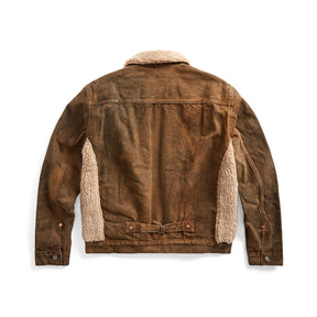 RRL Long-Sleeve Denim Grizzly Jacket Distressed Brown