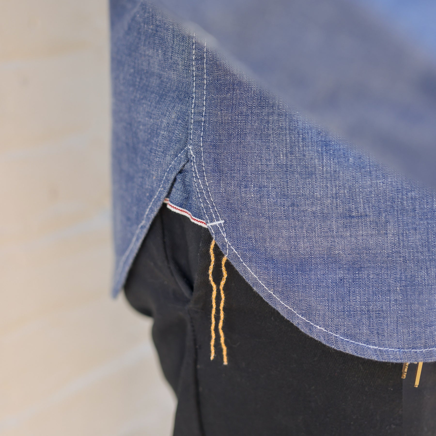 Iron Heart IHSH-13-BLU Selvedge Chambray Western Shirt Blue PRE-OWNED/ FINAL SALE