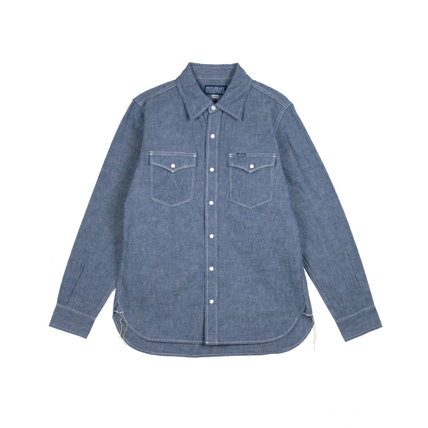 Iron Heart IHSH-13-BLU Selvedge Chambray Western Shirt Blue PRE-OWNED/ FINAL SALE