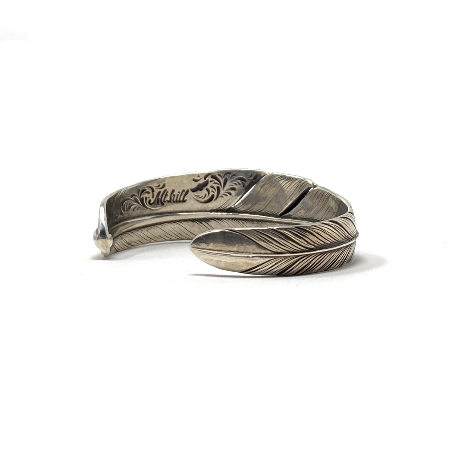 Mt. Hill Silver Slim Sterling Feather Cuff Kingman Turquoise
